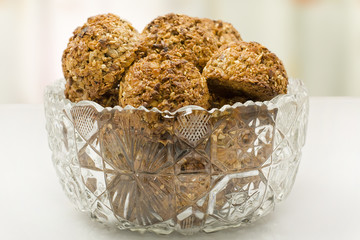 Oatmeal cookies in a crystal vase
