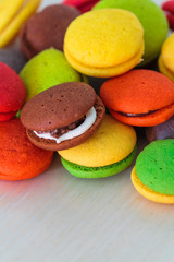 Variety of colorful marron cookies
