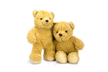 two bear doll sitting