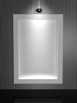 White canvas on the wall of the gallery