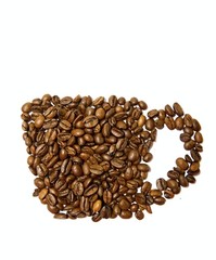 Coffee bean on white background - cup