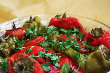 Closeup pepper salad with parsley
