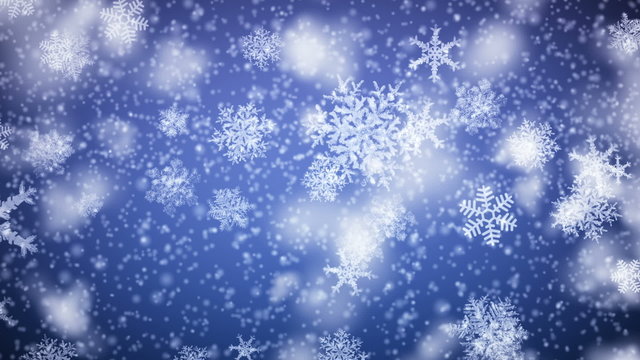Snowflakes falling. HD 1080. Looped animation.