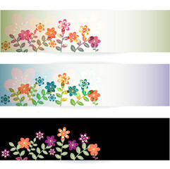Floral banners with multicolored ornament