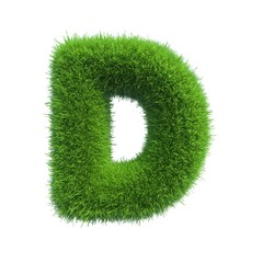 grass letter D isolated on white background