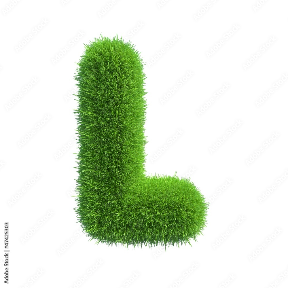 Wall mural grass letter l isolated on white background