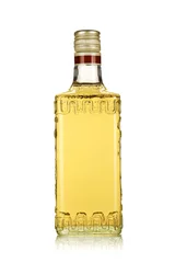 Gordijnen Bottle of gold tequila © karandaev