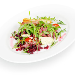 salad with cranberries and bacon. isolated on white background