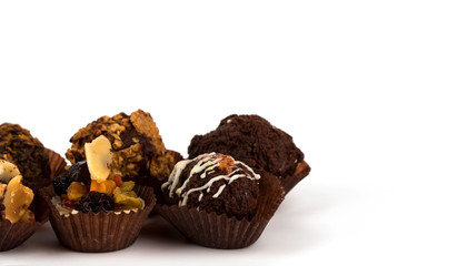 Chocolate cupcake isolated on white background