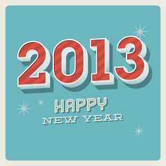 Vintage retro Happy new year 2013 typographic card