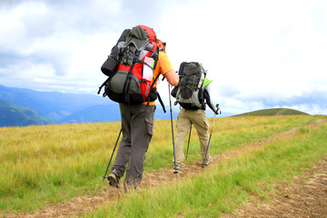 Summer hiking in the mountains.