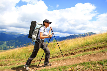 Summer hiking in the mountains.