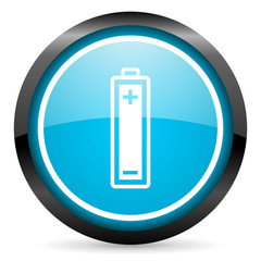 Fototapeta premium battery blue glossy circle icon on white background