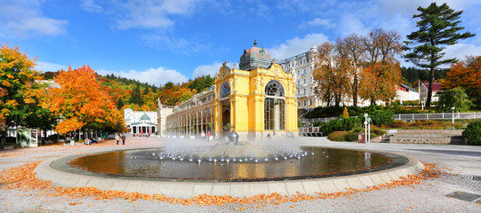 Marianske Lazne Spa, Singing fountain, Czech Republic.
