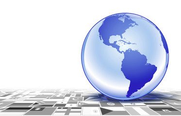 Pianeta Terra su bandiere in prospettiva