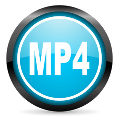 mp4 blue glossy circle icon on white background