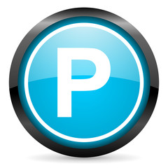 park blue glossy circle icon on white background
