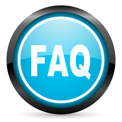 faq blue glossy circle icon on white background