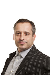 portrait of adult man, isolated on white background