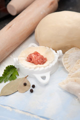 Preparing pelmeni