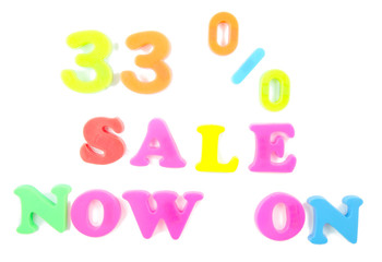 33% sale now on written in fridge magnets