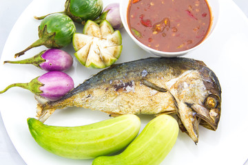 Fried Mackerel fish in Thai food
