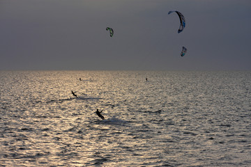 kitesurfer at sunset