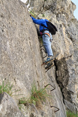 female climber on Via Ferrata