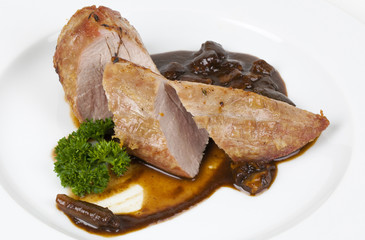 pork meat with mushrooms