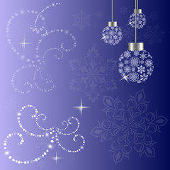 Christmas background with snowflake baubles