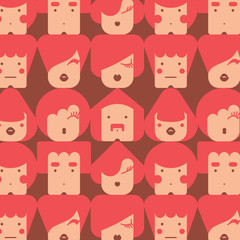 funny simple faces seamless pattern