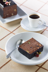 Breakfast with coffee and plumcake