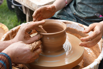 potter made dish from clay