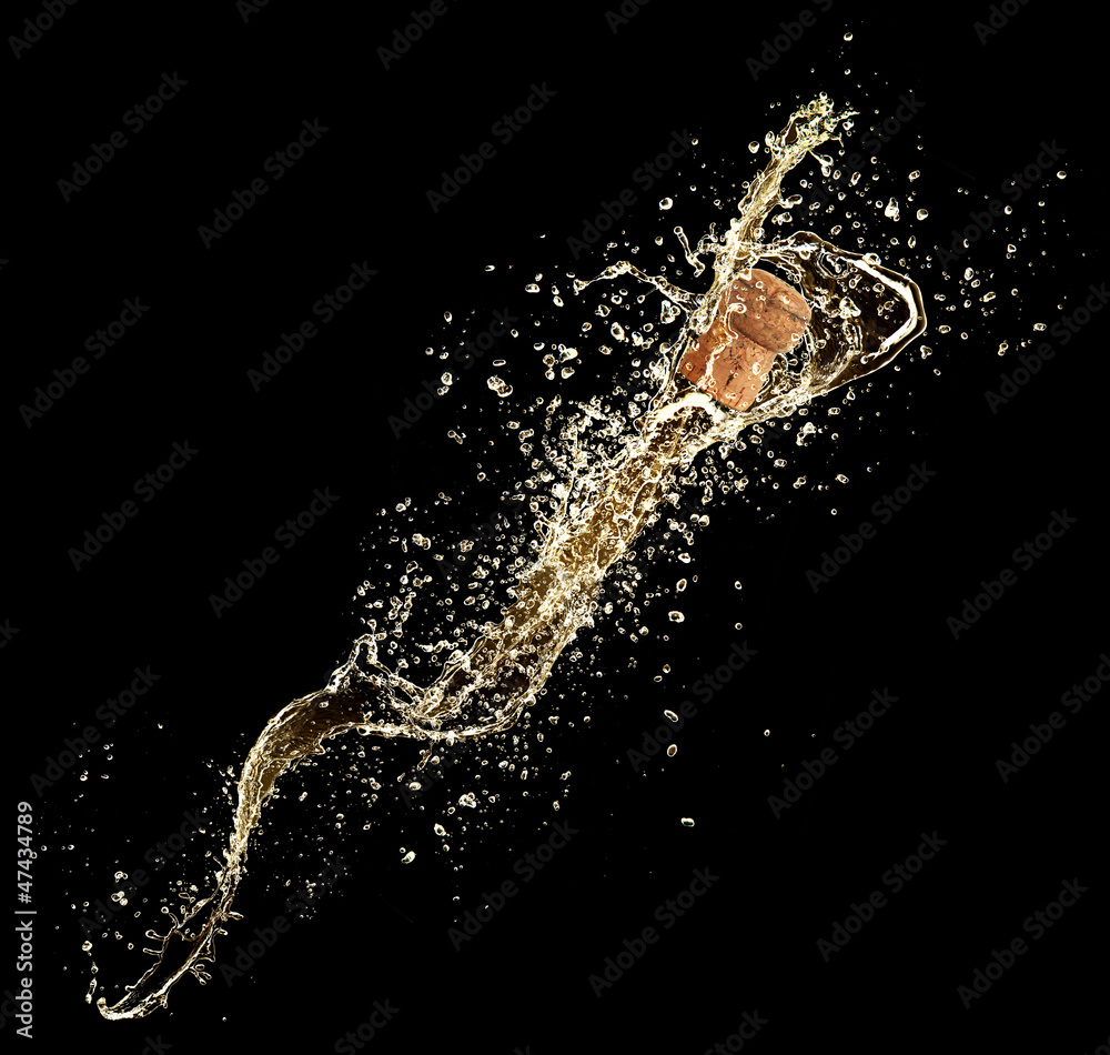 Wall mural celebration theme with splashing champagne