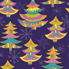 Christmas trees seamless pattern