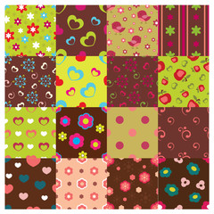 set of floral seamless patterns