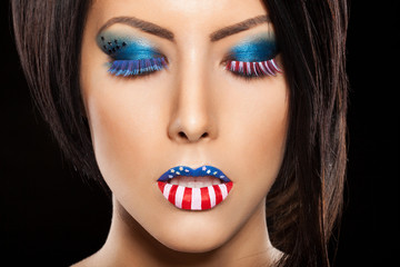 Woman beautiful face with perfect makeup