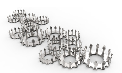 Model of 3d figures on connected cogs