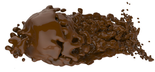 close up splash of brown hot chocolate 3d