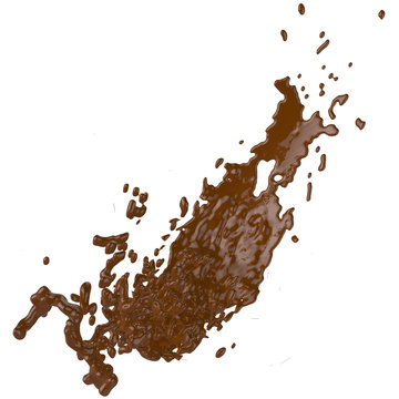 close up splash of brown hot chocolate 3d