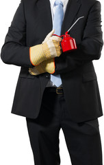 businessman with an oil can