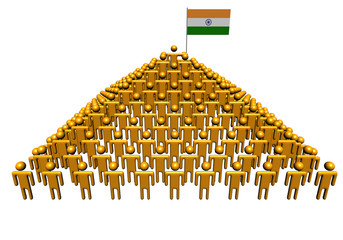 Pyramid of abstract people with Indian flag illustration