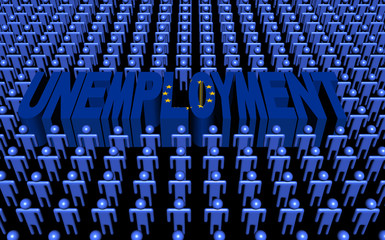 Fototapeta premium European Union people with unemployment text illustration