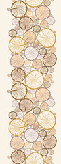 Vector wood log cuts vertical seamless pattern ornament