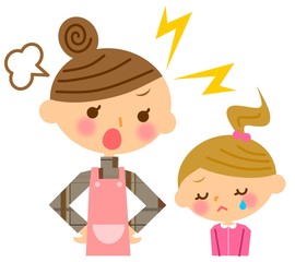 子供を叱るママ
