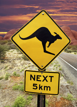 Kangaroo Warning Sign - Australian Outback