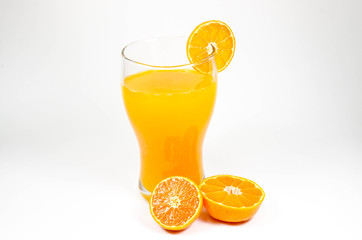 orange juice and slice isolated