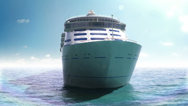 Cruise liner in a blue sea