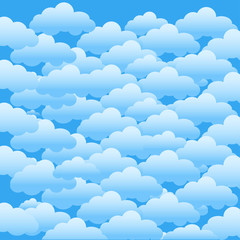 Blue sky with clouds. Vector background.