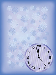 Fototapeta na wymiar New Year background with five minutes to twelve clock